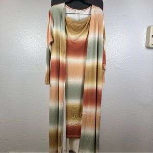 Follow Me Women’s Striped Multicolor Sleeveless Dress and Coverup Size 2X